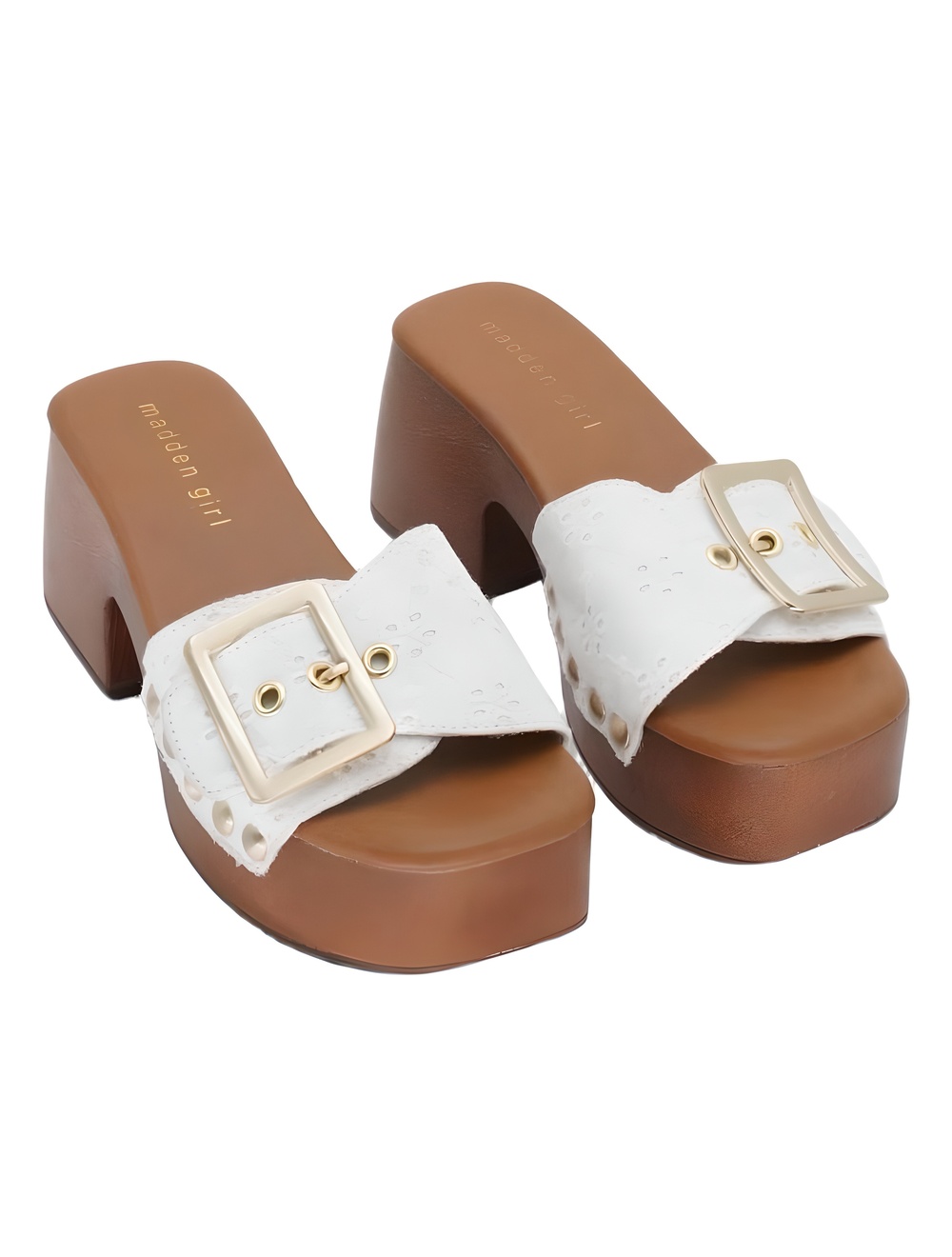 Madden Girl Woodland Platform Block-Heel Sandal White Eyelet Size 6M
